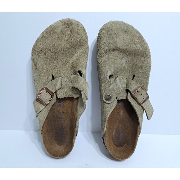 Birkenstock Boston Women's Size 9 Suede Taupe Clog Buckle Leather Slip On - Picture 8 of 10